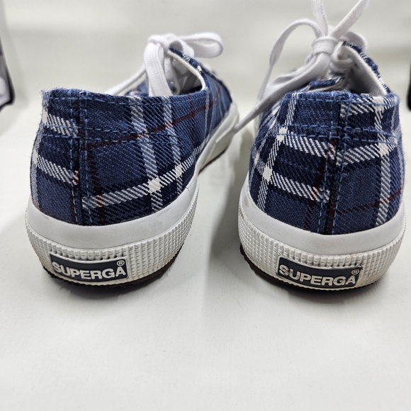 Blue Plaid Superga Sneakers, Size 36 - Picture 4 of 5